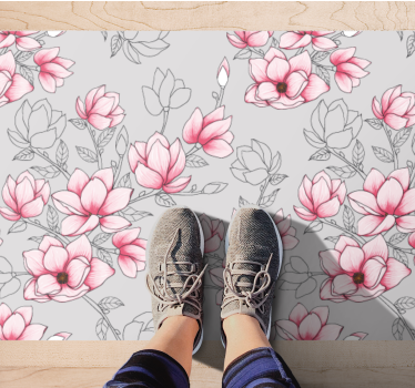 PINK BLOSSOM PATTERN vinyl rug flowers - TenStickers