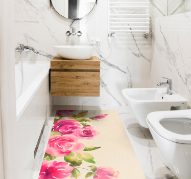Pink floral design vinyl rug flowers - TenStickers