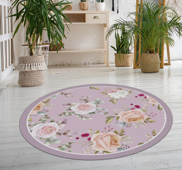Pink floral pattern bedroom carpet - TenStickers
