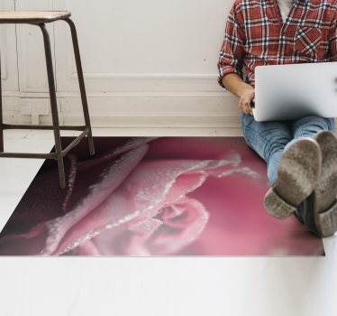 pink rose vinyl dining room rug - TenStickers