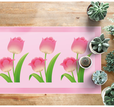 Pink Tulip Display vinyl rug flowers - TenStickers