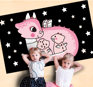 Playful Dragon Duo kids vinyl rug - TenStickers