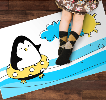 Playful Penguin Illustration kids vinyl rug - TenStickers
