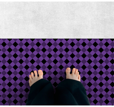 Purple and black squares rectangular vinyl rug - TenStickers
