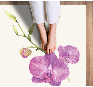 Purple Orchid Blooms vinyl rug flowers - TenStickers