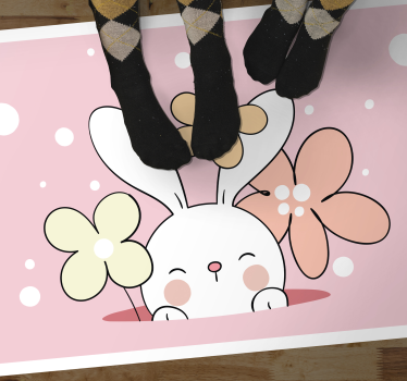 Rabbit on dotted background  animal mat - TenStickers
