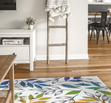 Multicolor leaves design floral vinyl floor carpet - TenStickers