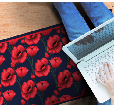 Red Poppy Arrangement vinyl rug flowers - TenStickers