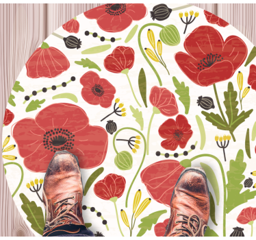 Red Poppy Blossoms vinyl rug flowers - TenStickers
