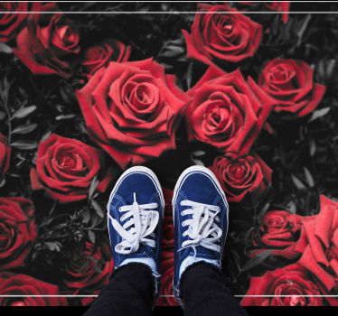 Realistic red roses design vinyl rug flowers - TenStickers