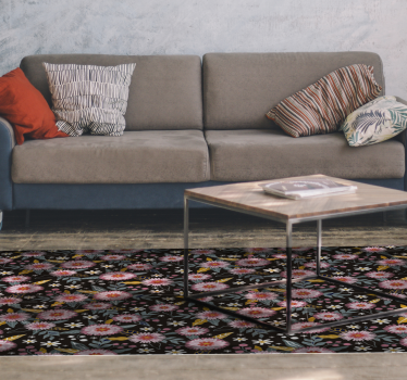 Retro flowers living room rug - TenStickers