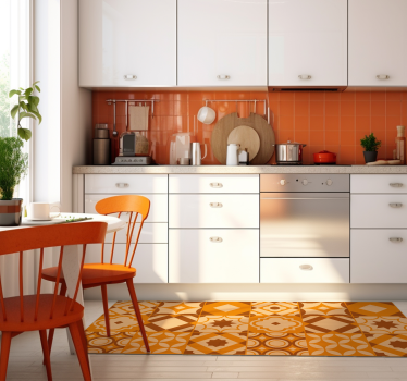 Rustic Tile Pattern Kitchen Vinyl Flooring - TenStickers