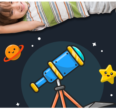 Science telescope cartoon space star carpet - TenStickers