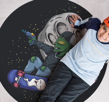 Skateboarding Alien vinyl rug - TenStickers