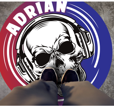 Custom skull headphones teenage bedroom vinyl rug - TenStickers