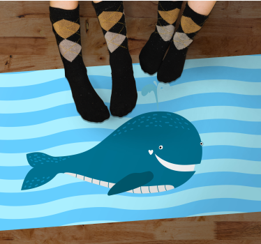 Smiling Whale Illustration kids vinyl rug - TenStickers