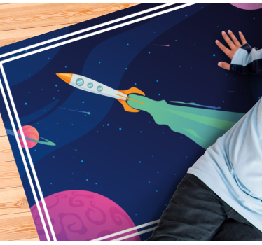 Spaceship in Orbit star vinyl rug - TenStickers
