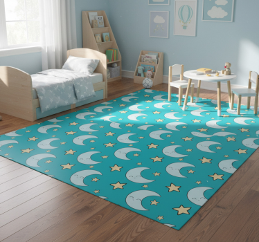 Star vinyl rug with cheerful blue moons - TenStickers