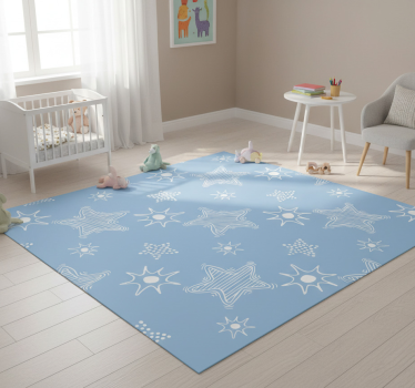 Star vinyl rug white stars on blue background - TenStickers
