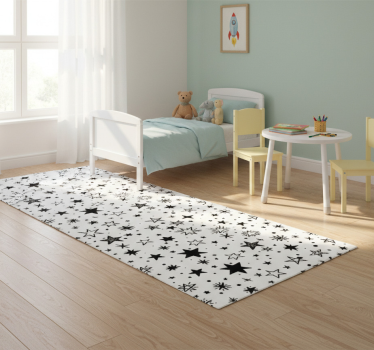 Star vinyl rug with black stars on a white background - TenStickers