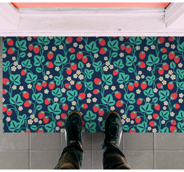 Strawberry Floral Inspiration vinyl rug flowers - TenStickers
