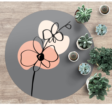 Minimalist stylish grey design vinyl rug flowers - TenStickers