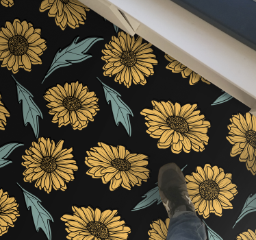 Sunflower Bloom Elegance vinyl rug flowers - TenStickers