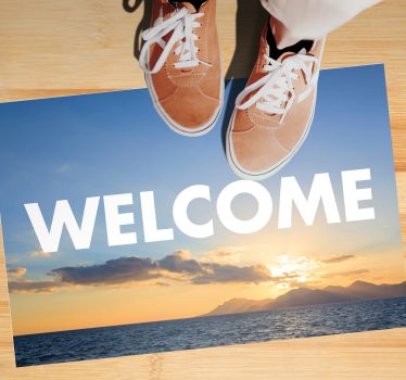 Sunset Greeting Entryway entrance hall vinyl rug - TenStickers