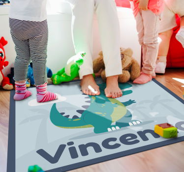 t rex dinosaur  personalised vinyl rug - TenStickers