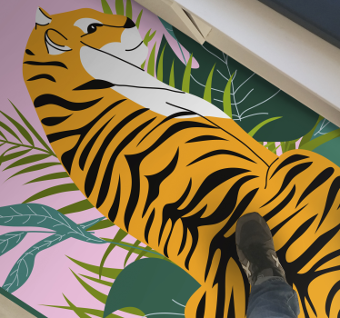 Tiger Pink Woven Throw animal print carpet - TenStickers