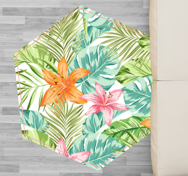 Tropical fines leafes flower rug - TenStickers