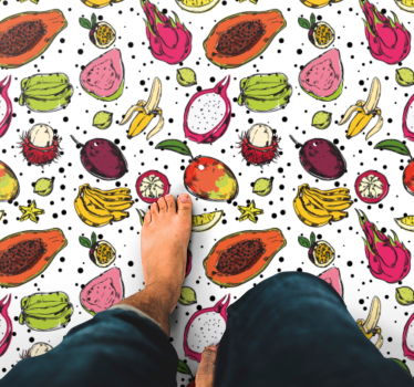 TROPICAL FRUIT PATTERN vinyl rug flowers - TenStickers