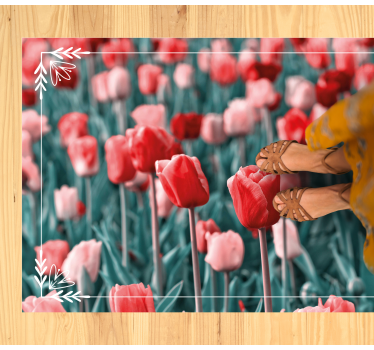 Tulip Field Scene vinyl rug flowers - TenStickers