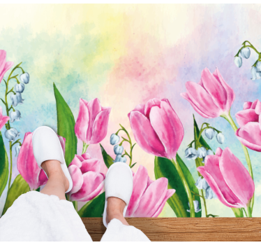 Tulip Floral Arrangement vinyl rug flowers - TenStickers
