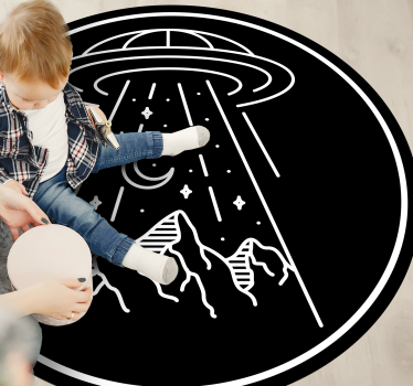 UFO drawing teenage rugs for bedrooms - TenStickers