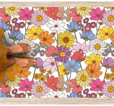 Vibrant Floral Display vinyl rug flowers - TenStickers