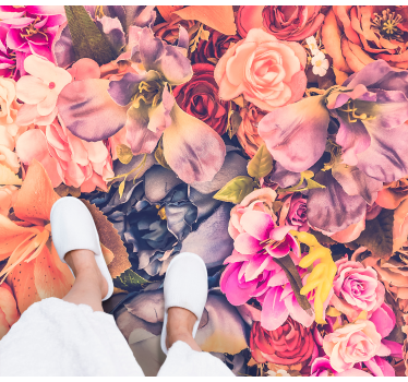 Vibrant Floral Element vinyl rug flowers - TenStickers