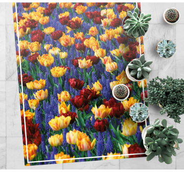 Tulip garden design vinyl rug flowers - TenStickers