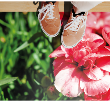 Pink blooms and grass vinyl rug flowers - TenStickers