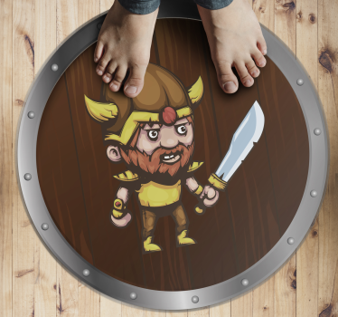 Viking warrior on brown surface vinyl rug - TenStickers