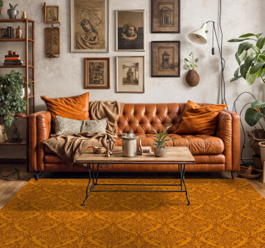 Vintage Damask Design Orange Vinyl Carpet - TenStickers