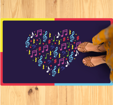 Vinyl rug colorful musical heart - TenStickers