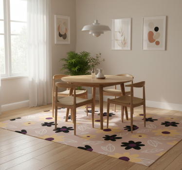Vinyl rug flowers colorful modern blooms on beige - TenStickers