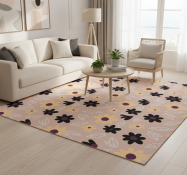 Vinyl rug flowers colorful modern blooms on beige - TenStickers