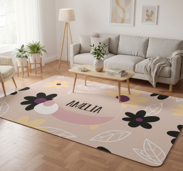 Vinyl rug flowers colorful modern blooms on beige - TenStickers
