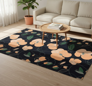 Vinyl rug flowers dark vivid fauna and flora pattern - TenStickers