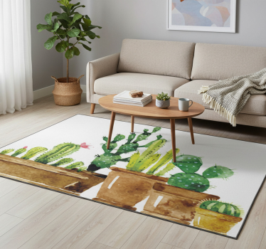Vinyl rug flowers decorative cactus home garden - TenStickers