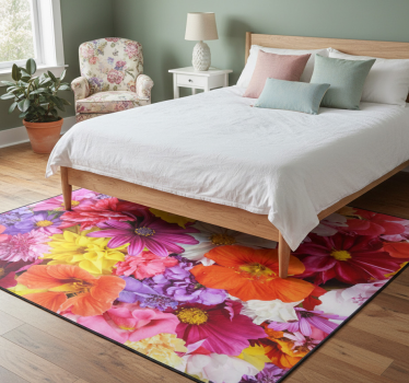 Vinyl rug flowers with a variety of colorful blooms - TenStickers