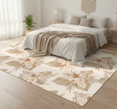 Vinyl rug flowers in beige dried flowers - TenStickers