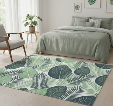 Vinyl rug flowers with large green plants - TenStickers